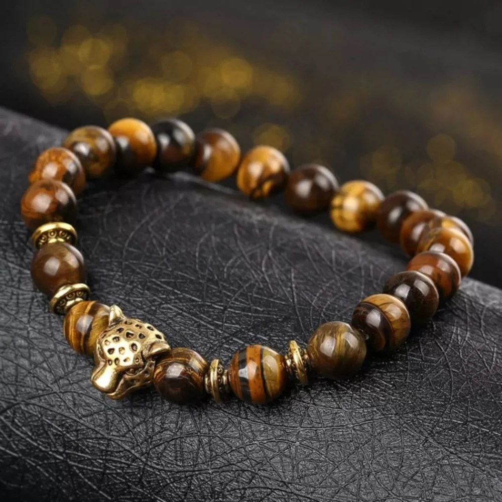 Jasper Stone Pearl Marble Beaded Leopard Bracelet - Unisex